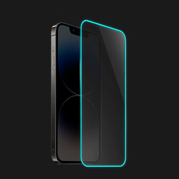 Picasee Keményített védőfólia a sötétben világító kerettel mobiltelefonokra Apple iPhone 13 Pro - Kék