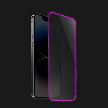Picasee Keményített védőfólia a sötétben világító kerettel mobiltelefonokra Apple iPhone 15 Plus - Rózsaszín