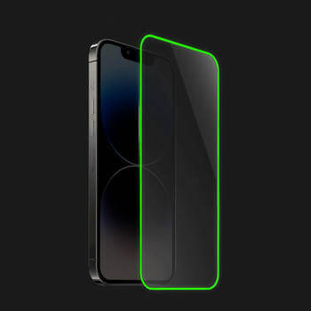 Picasee Keményített védőfólia a sötétben világító kerettel mobiltelefonokra Apple iPhone 15 - Zöld
