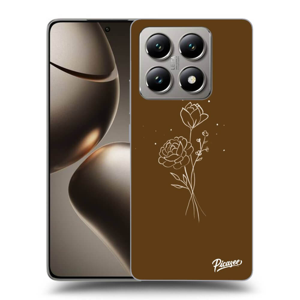 Fekete Szilikon Tok Az Alábbi Mobiltelefonokra Xiaomi 14T - Brown Flowers